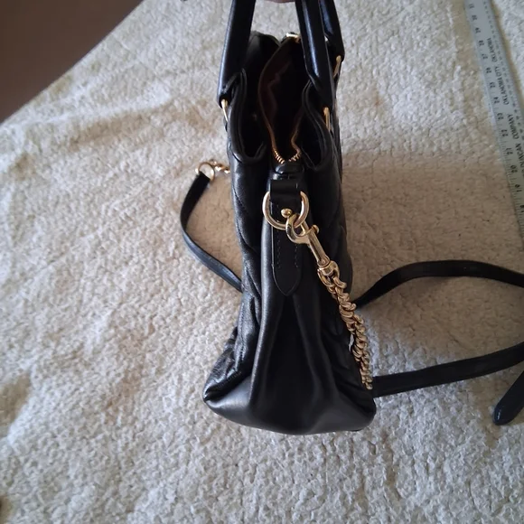 Coach Black Quilted Crossbody Bag with Gold Chain